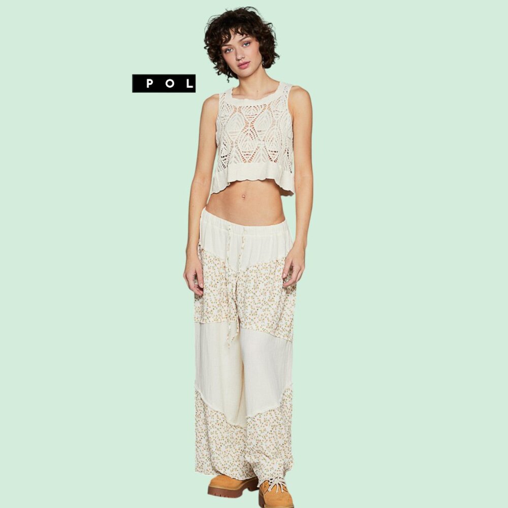 POL Natural Crochet Scalloped Baggy 100% Cotton Tank Crop Top - Picture 6 of 10